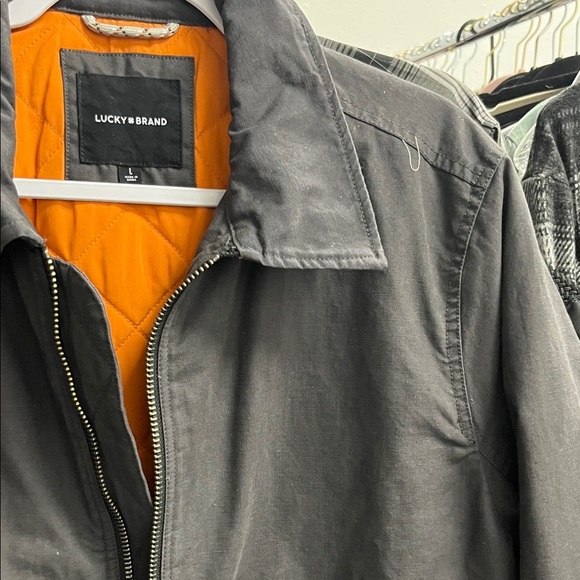 Lucky Brand Charcoal Bomber Jacket with Orange Lining - Picture 3 of 8